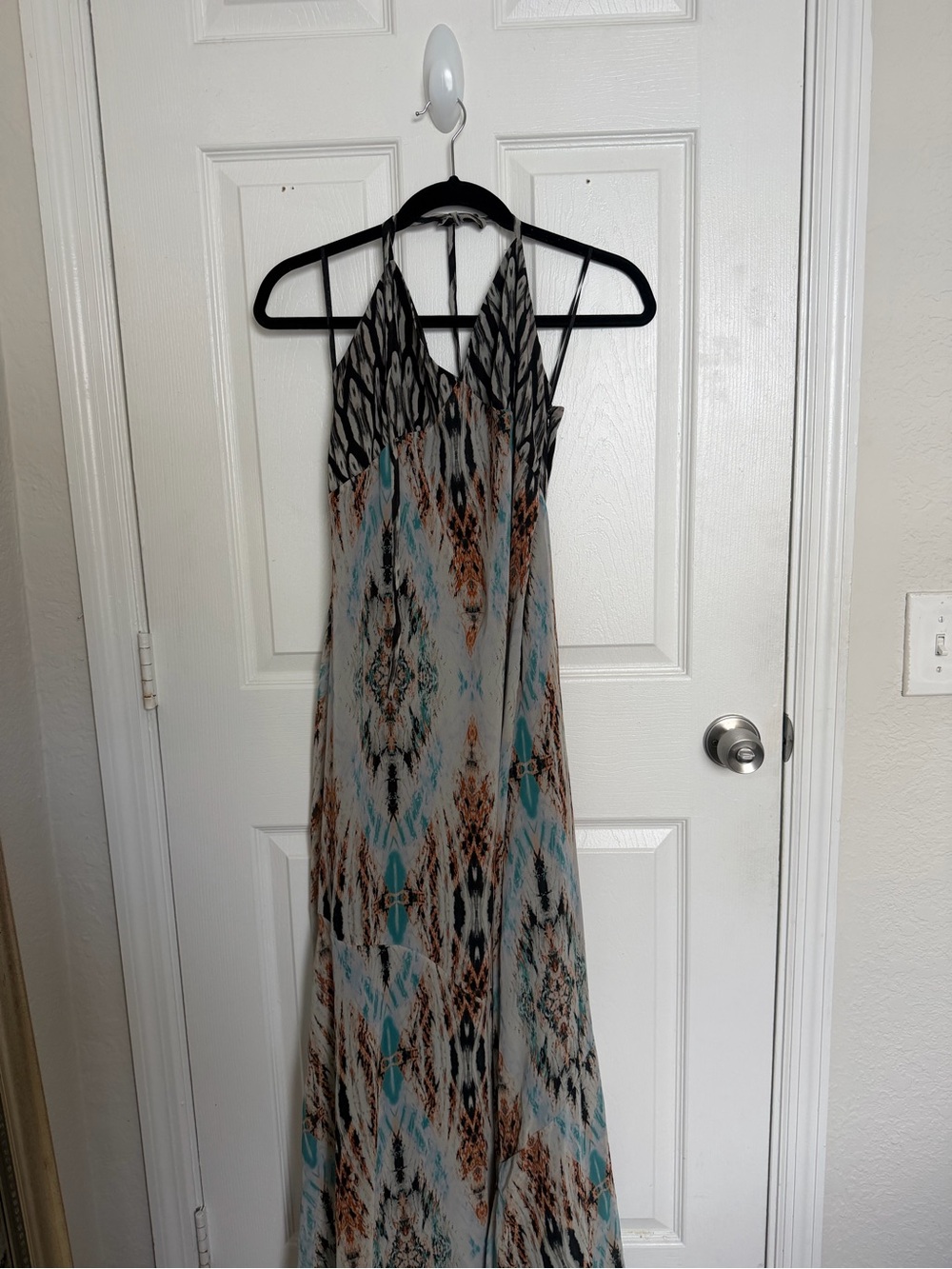 Guess Sleeveless Maxi Dress in Teal, Black, and Brown